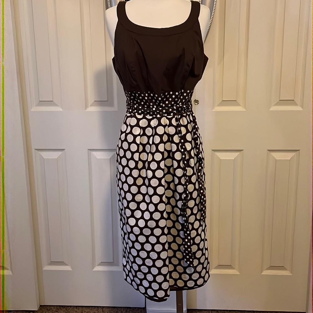 Adorable brown and cream polka dot dress